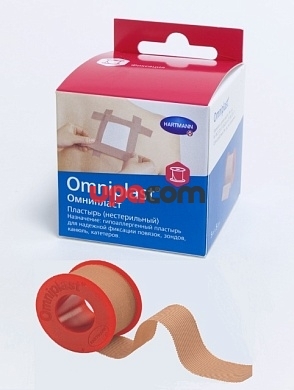 Omniplast пластырь фиксирующий с еврохолдером: 5 см х 5 м.