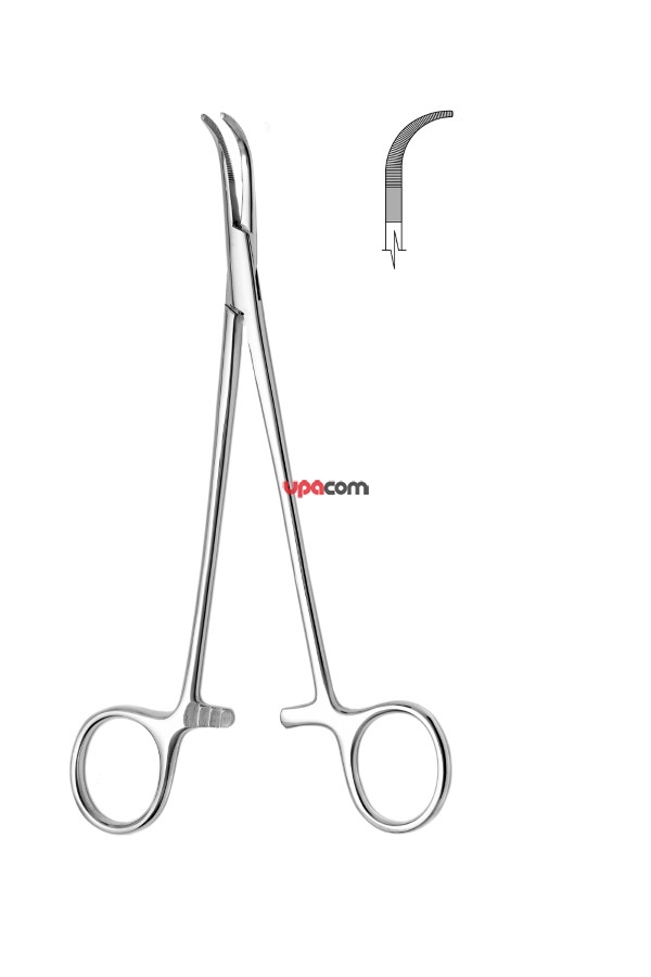 Зажим для желчных протоков изогнутый, 190 мм