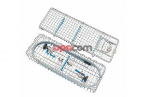 Корзина для чистки, стерилизации и хранения, двух жестких эндоскопов и одного световода, с держателями для переходника для осветительного ввода, с силиконовыми держателями для оптики и крышкой, 352 х 125 х 54 мм, для эндоскопов с 0 до 10 мм и длиной 20 см