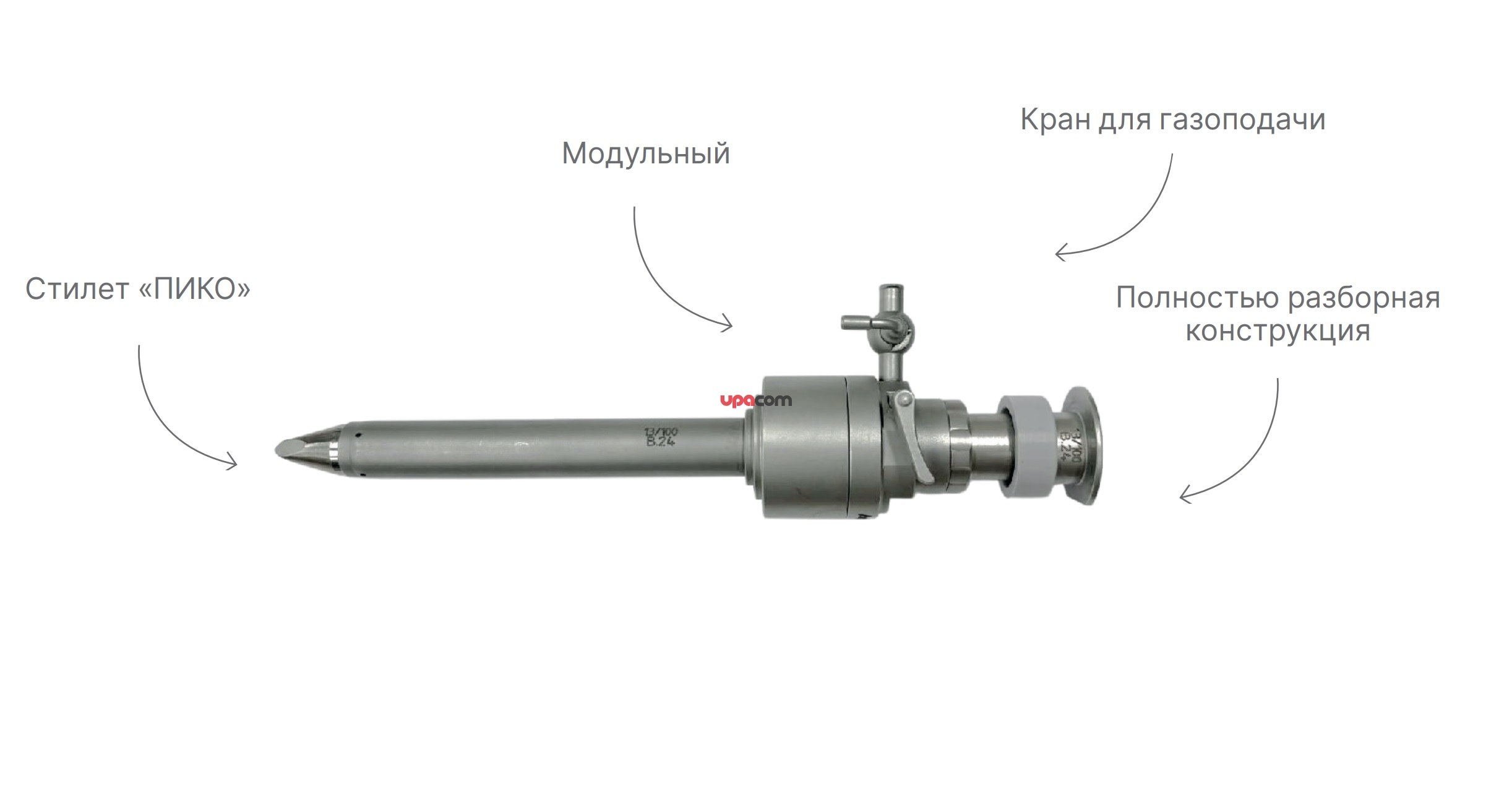 Троакар модульный с краном 5,5 мм, длина 100 мм