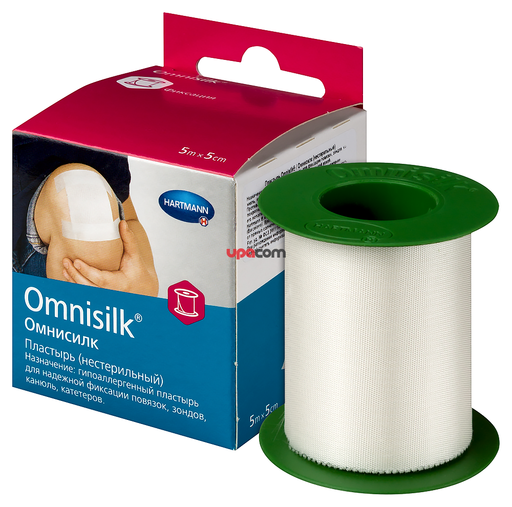 Omnisilk/ Омнисилк - пластырь фиксирующий с еврохолдером: 5см х 5 м